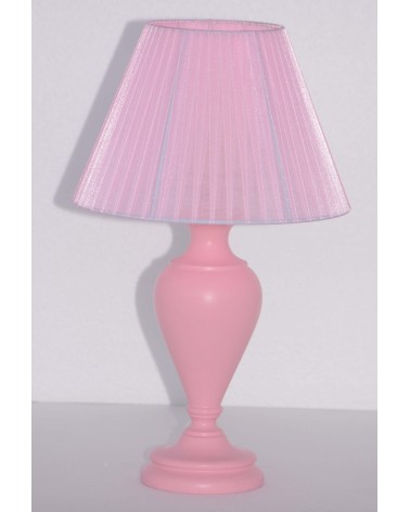 lampada artigianale made in italy colore rosa organza con paralume rosa